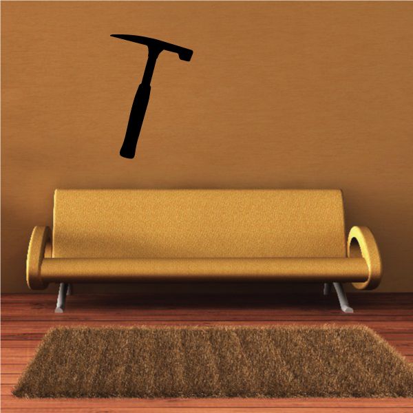 Hammer-themed masonry decal with mallet and roller handle graphic
