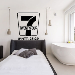 Bible quote wall decal with Twenty-Four graphic and MATT. 28:20 text