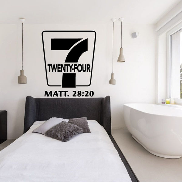 Bible quote wall decal with Twenty-Four graphic and MATT. 28:20 text
