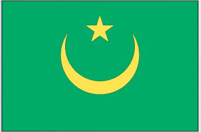 Mauritania flag sticker: green rectangle with gold crescent and star