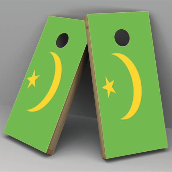 Mauritania Flag Cornhole Board Vinyl Decal Wrap