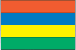 Mauritius flag sticker with horizontal stripes in orange, blue, yellow, and green