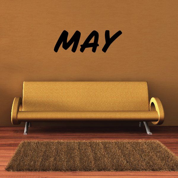 May wall decal: black 'MAY' lettering on vinyl