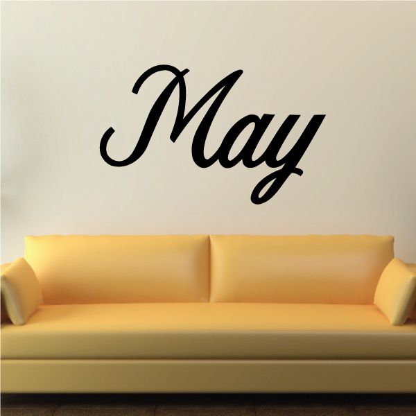 May wall decal, black cursive script lettering