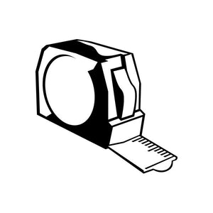 Measuring tape tool vinyl decal sticker, black and white outline design