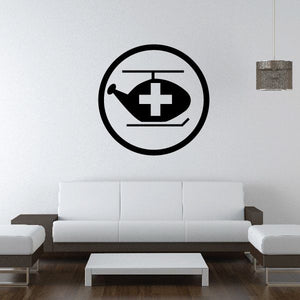 Medical helicopter wall decal vinyl with circular medical helicopter and cross logo