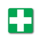 Green medical cross sticker with white cross