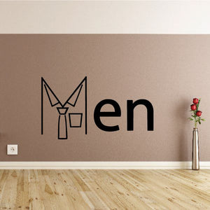 Men restroom wall decal vinyl, with stylized restroom icon and text