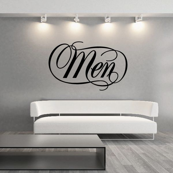 Black "Men" cursive wall vinyl decal
