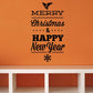 Merry Christmas & Happy New Year holiday decal lettering with snowflake accents