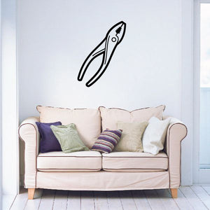 Black pliers tool decal with outline wrench-like pliers icon