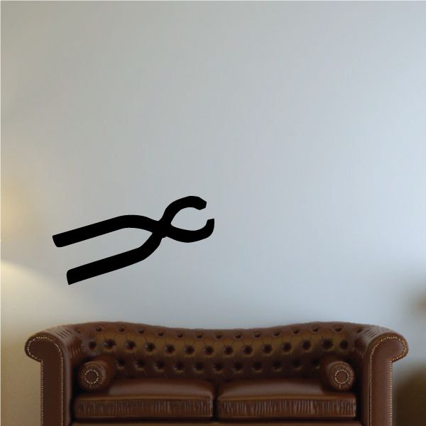 Metal tongs decal sticker, black icon of gripping tongs