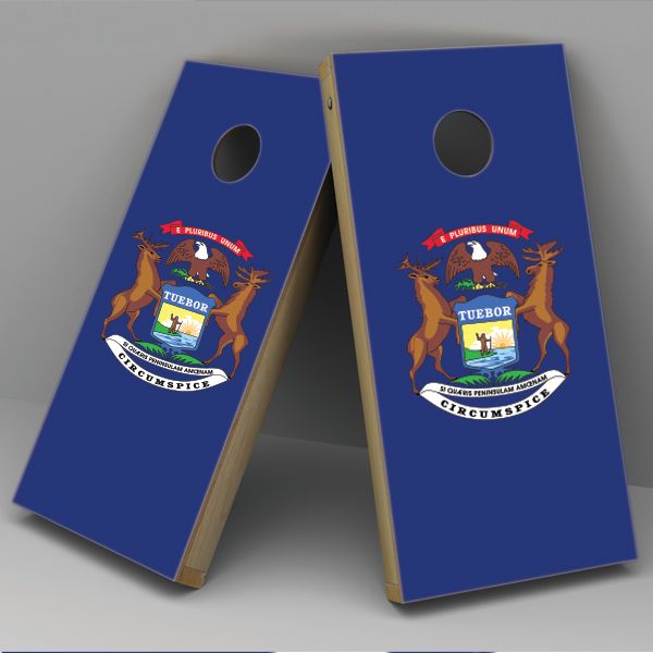 Michigan Flag Cornhole Board Vinyl Decal Wrap