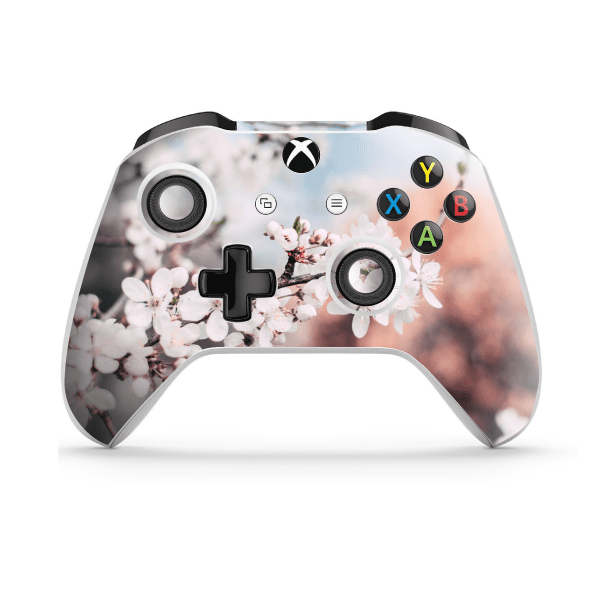 Xbox One S controller skin wrap with cherry blossom floral design and ABXY buttons