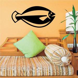 Black fish wall decal with simple outline and small dot accents