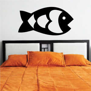 Black and white fish wall decal with rounded scale pattern