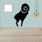 Black ram horn wall decal with minimal swirl horn