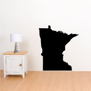 Minnesota state decal with solid black state silhouette
