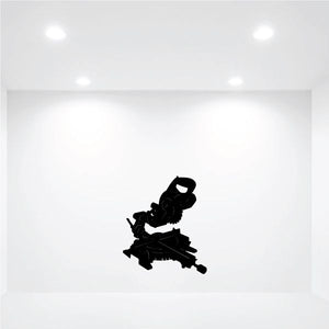 Miter saw decal, black silhouette of a miter saw and blade guard