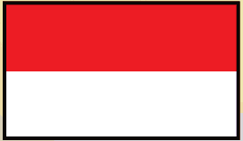 Rectangular sticker with Monaco flag: red top and white bottom bands