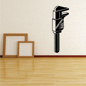 Monkey wrench decal sticker, black line art wrench graphic
