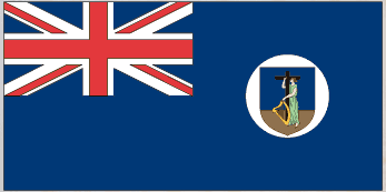 Montserrat flag sticker with Union Jack and circular coat-of-arms emblem on blue