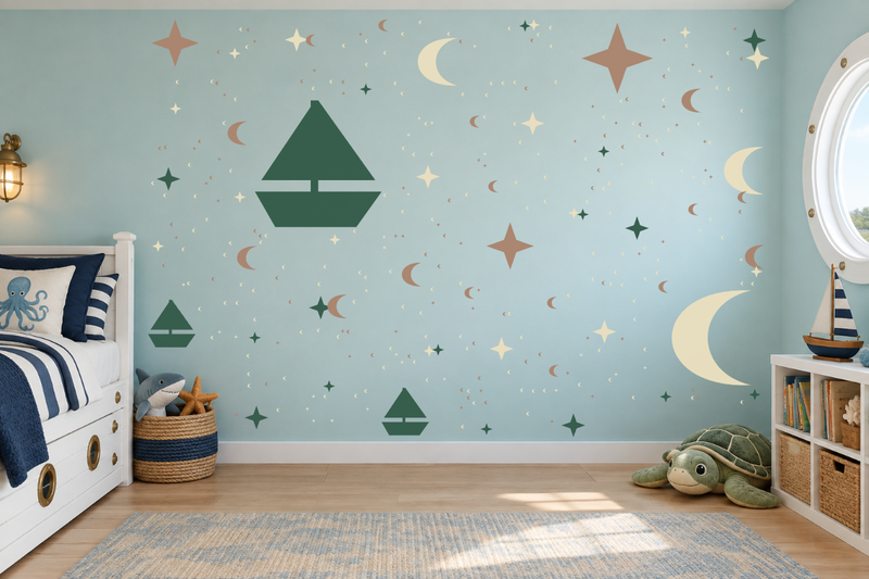 Moonlight Sailing Wall Decal Kit