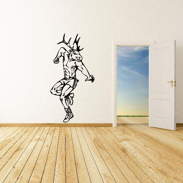 Moose touchdown dance wall decal with black outline running moose figure