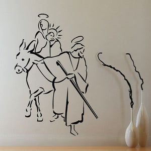 Moses leading his people wall decal showing a man holding a staff and walking