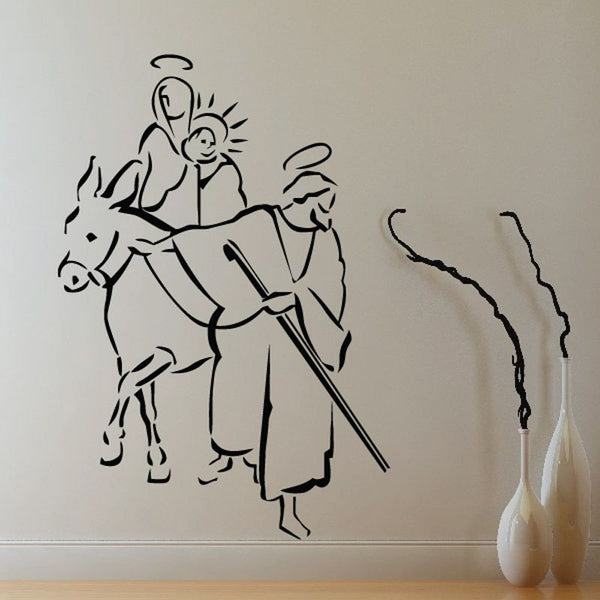 Moses leading his people wall decal showing a man holding a staff and walking