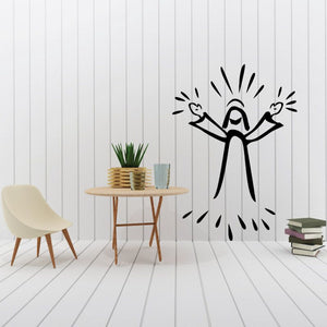 Moses telling the people wall decal, black illustration with radiant rays
