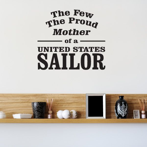 US sailor mother wall decal with bold navy and black pride text