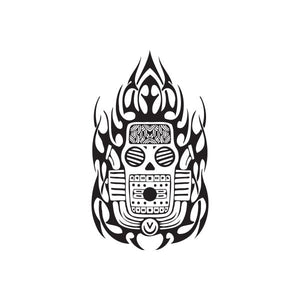 Motor face flames decal, black flame face graphic