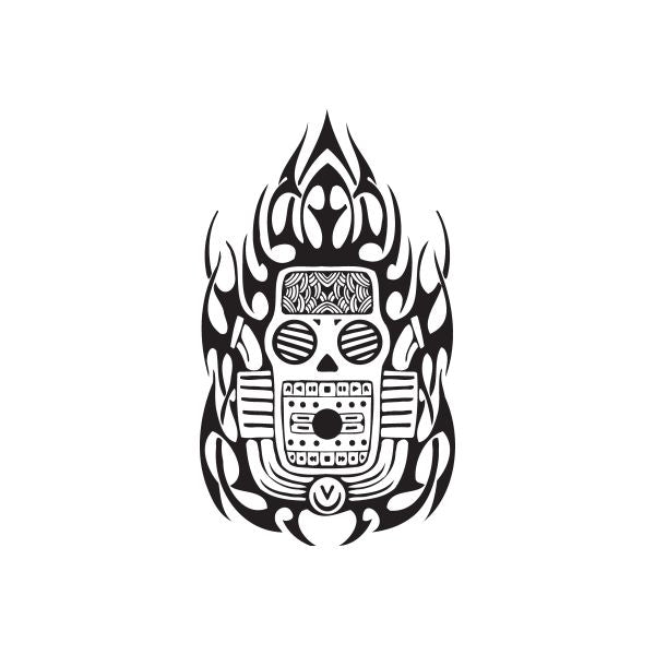 Motor face flames decal, black flame face graphic