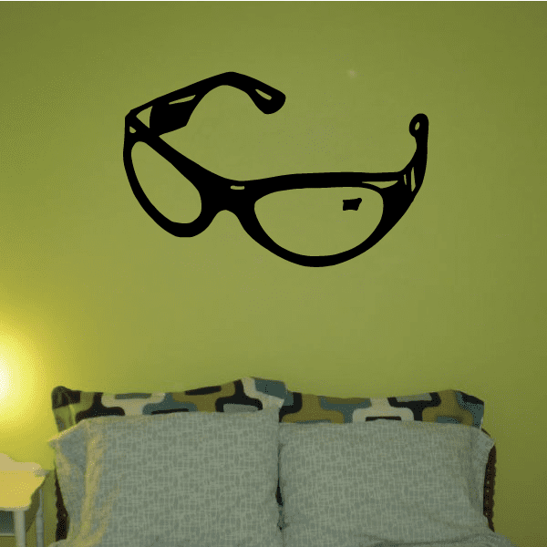 Motorcycle glasses decal with black outlined goggles graphic