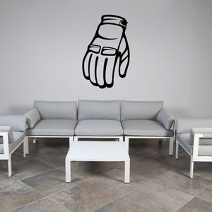 Motorcycle glove decal with black outlined riding glove icon