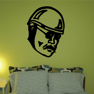 Black motorcycle helmet guy head decal