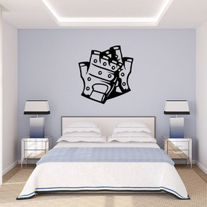 Motorcycle-themed wall decal graphic with black and white emblem-style design