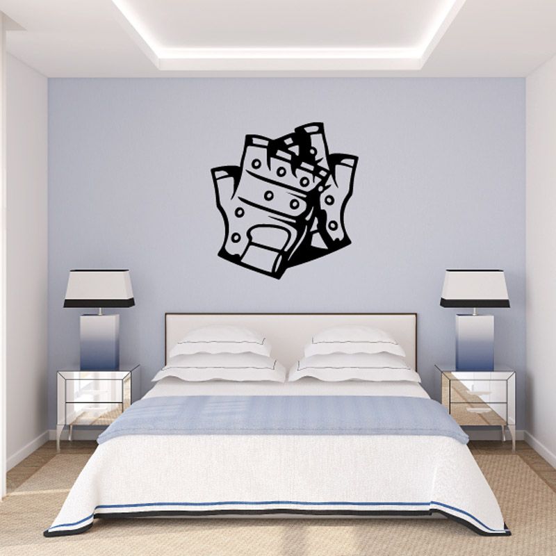 Motorcycle-themed wall decal graphic with black and white emblem-style design