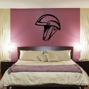Motorcycle helmet wall decal with strap graphic