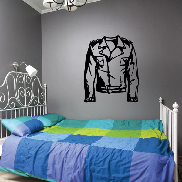 Black motorcycle jacket graphic wall decal