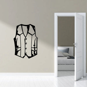 Motorcycle leather vest decal, black outlined vest graphic
