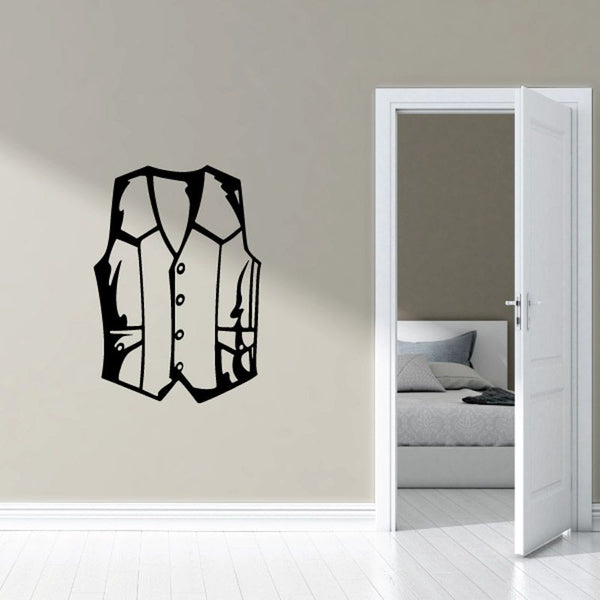 Motorcycle leather vest decal, black outlined vest graphic