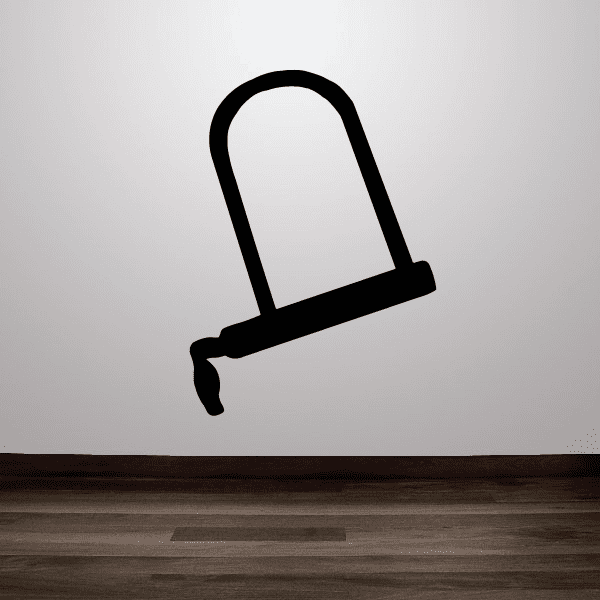 Motorcycle lock decal with black padlock silhouette
