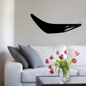 Motorcycle seat silhouette decal, black graphic on wall