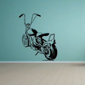 Motorcycle wall decal with black sketch of a motorcycle