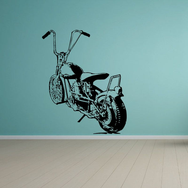 Motorcycle wall decal with black sketch of a motorcycle