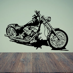 Motorcycle wall decal vinyl with black line-art motorcycle illustration