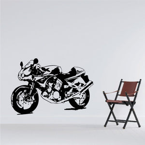 Motorcycle sketch wall decal vinyl sticker, black silhouette of a motorcycle