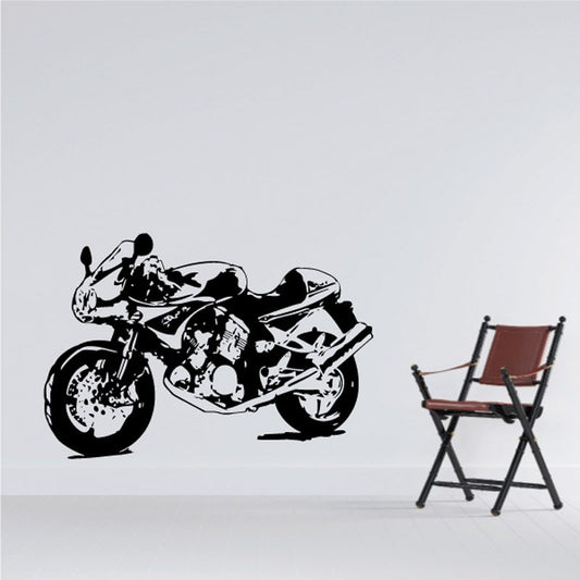 Image of Motorcycle Sketch Wall Decal - Vinyl Decal - Car Decal - CD010